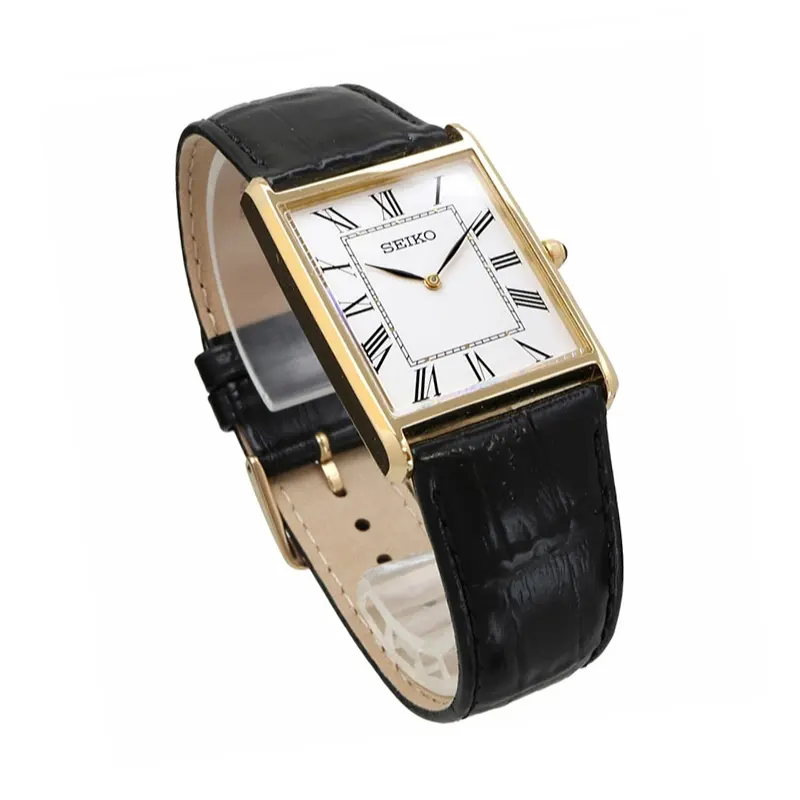 Seiko Classic Quartz White Dial Leather Men's Watch– SWR052